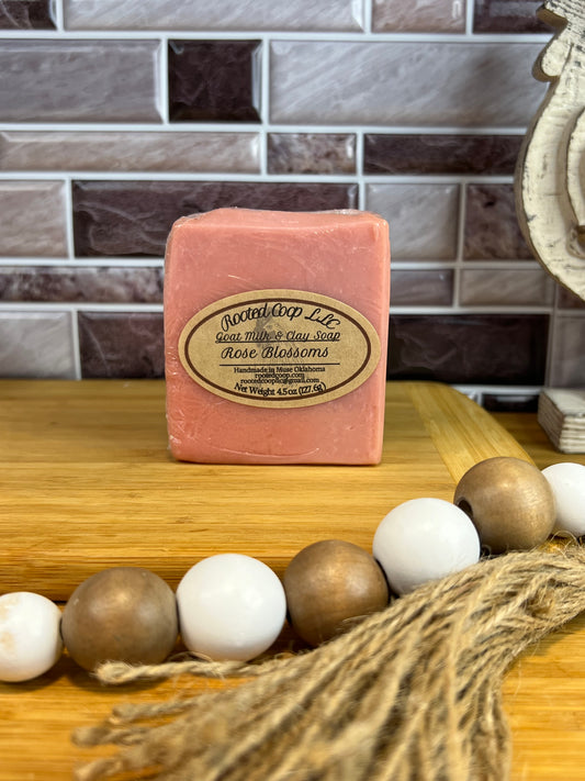 Rose Blossoms Goat Milk and Kaolin Clay Soap Bar
